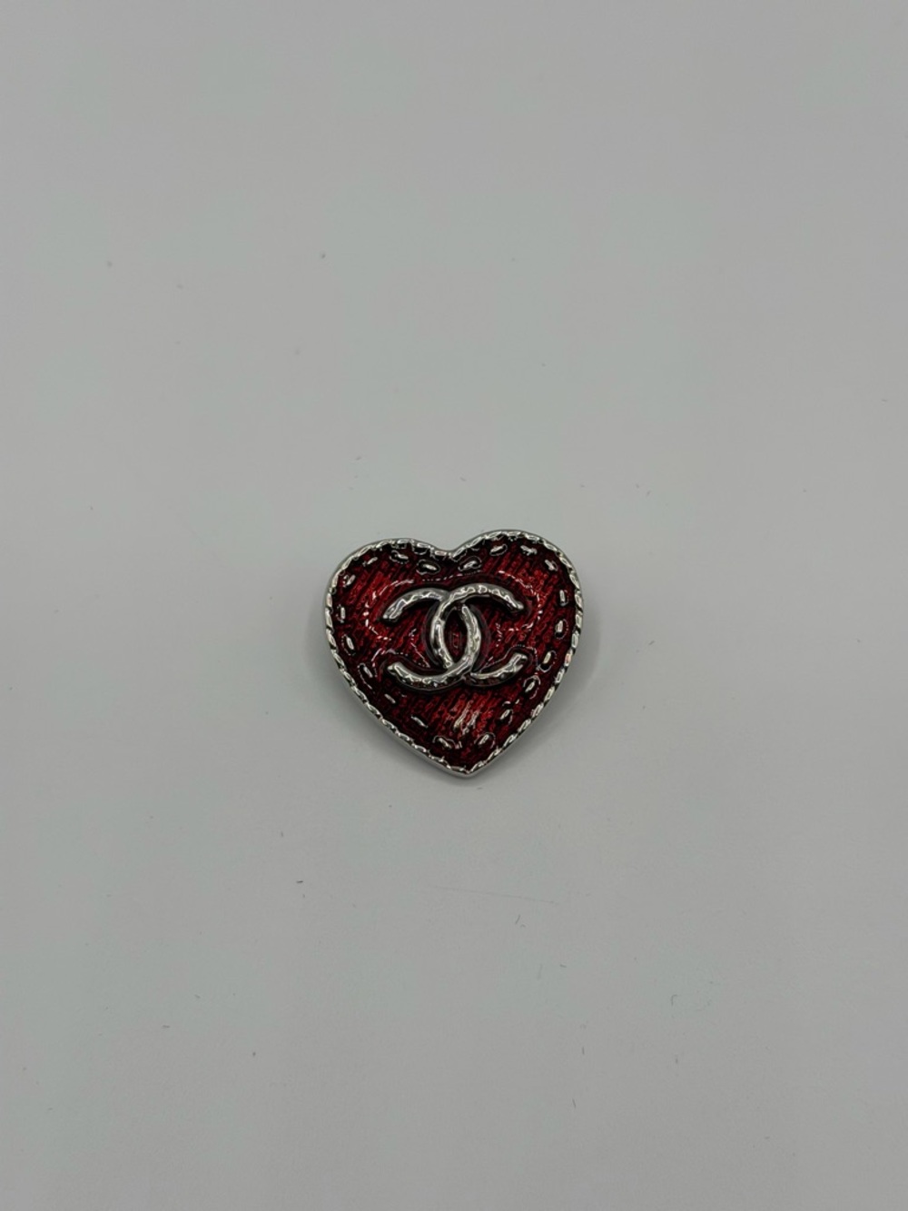 Red Heart Logo Brooch Pin with Silver Accent